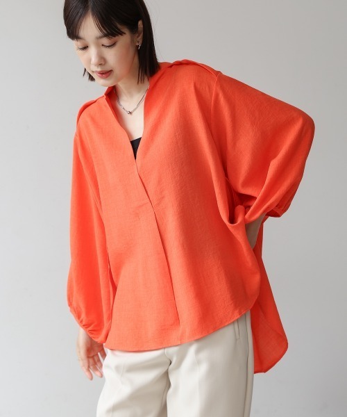 Bou Jeloud(ブージュルード)の「麻ライクスキッパーチュニック(チュニック・レディース・ブルー/ホワイト/グリーン/イエロー/ネイビー/ライトグリーン/ライム/オレンジ/インディゴブルー・FREE)」の18枚目の写真