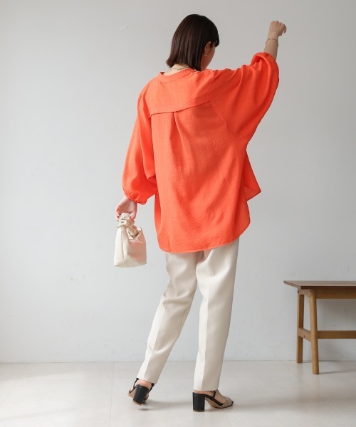 Bou Jeloud(ブージュルード)の「麻ライクスキッパーチュニック(チュニック・レディース・ブルー/ホワイト/グリーン/イエロー/ネイビー/ライトグリーン/ライム/オレンジ/インディゴブルー・FREE)」の20枚目の写真