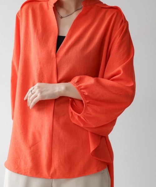 Bou Jeloud(ブージュルード)の「麻ライクスキッパーチュニック(チュニック・レディース・ブルー/ホワイト/グリーン/イエロー/ネイビー/ライトグリーン/ライム/オレンジ/インディゴブルー・FREE)」の21枚目の写真