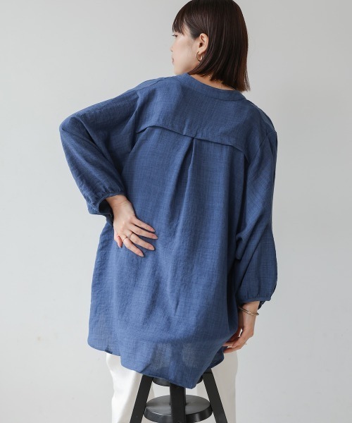 Bou Jeloud(ブージュルード)の「麻ライクスキッパーチュニック(チュニック・レディース・ブルー/ホワイト/グリーン/イエロー/ネイビー/ライトグリーン/ライム/オレンジ/インディゴブルー・FREE)」の11枚目の写真