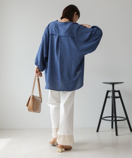 Bou Jeloud(ブージュルード)の「麻ライクスキッパーチュニック(チュニック・レディース・ブルー/ホワイト/グリーン/イエロー/ネイビー/ライトグリーン/ライム/オレンジ/インディゴブルー・FREE)」の12枚目の写真