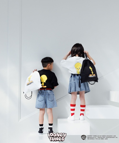 LOWRYS FARM(ローリーズファーム)の「TWEETY_ナップサック 105444(バックパック/リュック・キッズ・ホワイト/ブラック・FREE)」の3枚目の写真