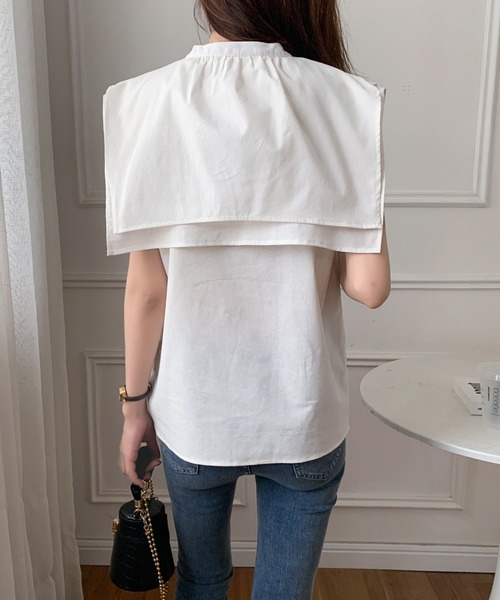 ECLIN（エクラン）の「スタンドカラーケープシャツ（シャツ/ブラウス・レディース・ライトイエロー/ホワイト/ベージュ・M/L）」の4枚目の写真