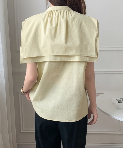 ECLIN（エクラン）の「スタンドカラーケープシャツ（シャツ/ブラウス・レディース・ライトイエロー/ホワイト/ベージュ・M/L）」の10枚目の写真