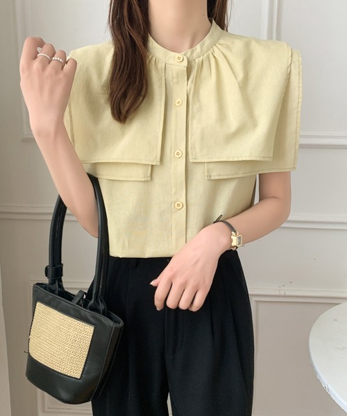 ECLIN（エクラン）の「スタンドカラーケープシャツ（シャツ/ブラウス・レディース・ライトイエロー/ホワイト/ベージュ・M/L）」の11枚目の写真