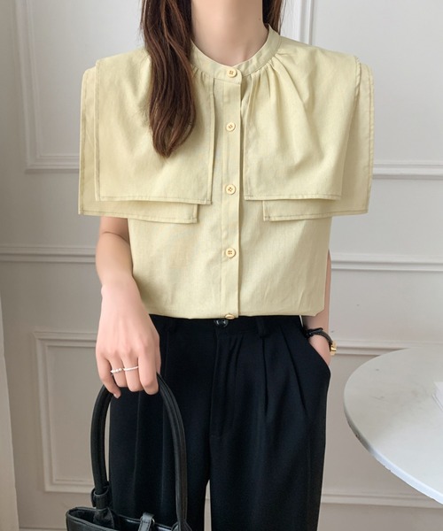 ECLIN（エクラン）の「スタンドカラーケープシャツ（シャツ/ブラウス・レディース・ライトイエロー/ホワイト/ベージュ・M/L）」の12枚目の写真