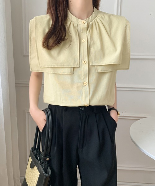 ECLIN（エクラン）の「スタンドカラーケープシャツ（シャツ/ブラウス・レディース・ライトイエロー/ホワイト/ベージュ・M/L）」の14枚目の写真