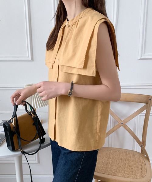 ECLIN（エクラン）の「スタンドカラーケープシャツ（シャツ/ブラウス・レディース・ライトイエロー/ホワイト/ベージュ・M/L）」の15枚目の写真