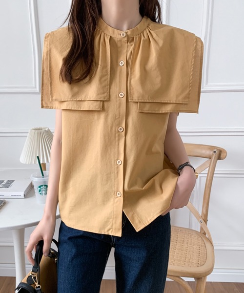 ECLIN（エクラン）の「スタンドカラーケープシャツ（シャツ/ブラウス・レディース・ライトイエロー/ホワイト/ベージュ・M/L）」の16枚目の写真