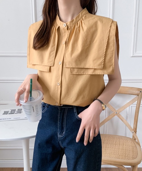 ECLIN（エクラン）の「スタンドカラーケープシャツ（シャツ/ブラウス・レディース・ライトイエロー/ホワイト/ベージュ・M/L）」の17枚目の写真