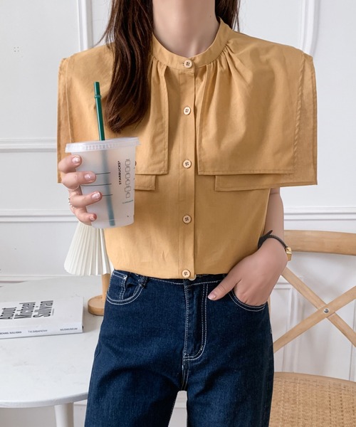 ECLIN（エクラン）の「スタンドカラーケープシャツ（シャツ/ブラウス・レディース・ライトイエロー/ホワイト/ベージュ・M/L）」の18枚目の写真