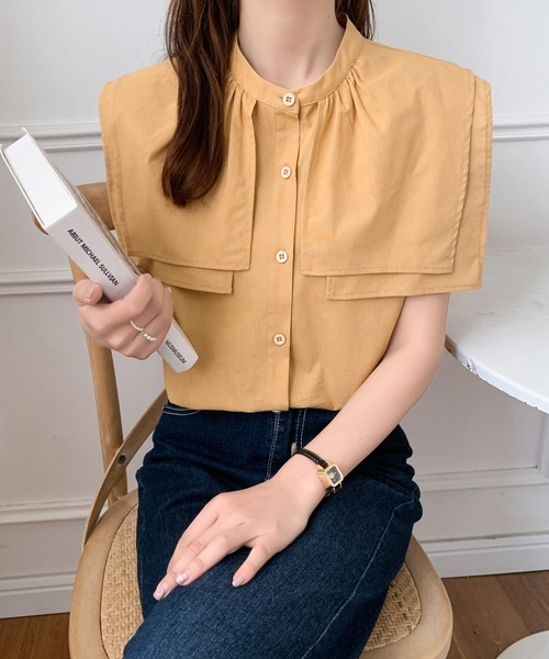 ECLIN（エクラン）の「スタンドカラーケープシャツ（シャツ/ブラウス・レディース・ライトイエロー/ホワイト/ベージュ・M/L）」の20枚目の写真