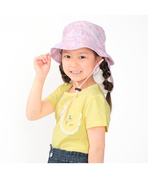 Kids Foret(キッズフォーレ)の「恐竜・ユニコーン柄日よけ付撥水ハット・帽子(ハット・キッズ・サックスブルー/ピンク/ネイビー/ベージュ・50/52/54/56)」の4枚目の写真