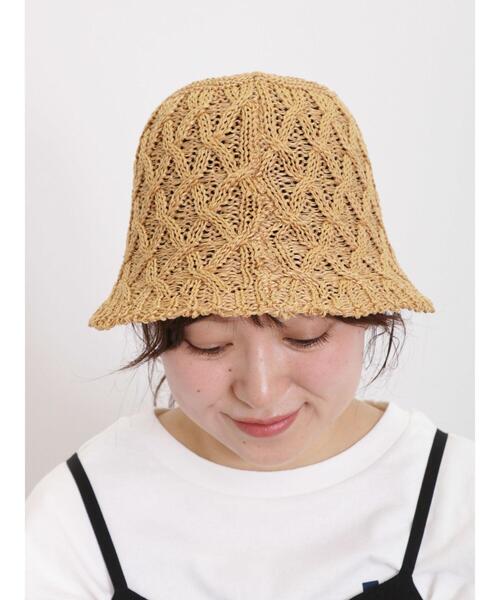 Samansa Mos2（サマンサ モスモス）の「ダイヤ編みダウンハット（ハット・レディース・ベージュ/キナリ・F）」の4枚目の写真