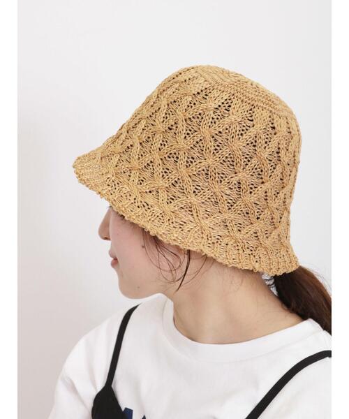 Samansa Mos2（サマンサ モスモス）の「ダイヤ編みダウンハット（ハット・レディース・ベージュ/キナリ・F）」の5枚目の写真