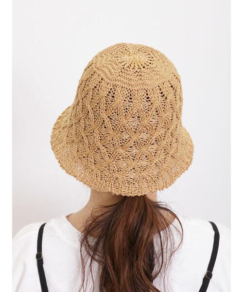 Samansa Mos2（サマンサ モスモス）の「ダイヤ編みダウンハット（ハット・レディース・ベージュ/キナリ・F）」の6枚目の写真