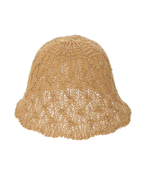 Samansa Mos2（サマンサ モスモス）の「ダイヤ編みダウンハット（ハット・レディース・ベージュ/キナリ・F）」の10枚目の写真