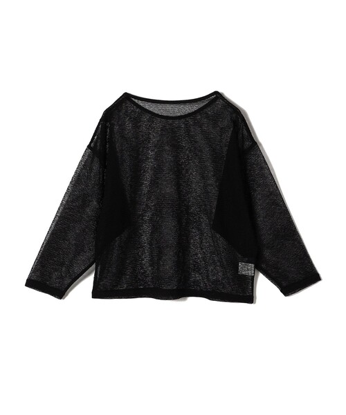 SHIPS Colors(シップス カラーズ)の「SHIPS Colors:〈洗濯機可能〉シアー ボーダー ドルマン トップス◇(Tシャツ/カットソー・レディース・ナチュラル/ブラック・ONE SIZE)」の4枚目の写真