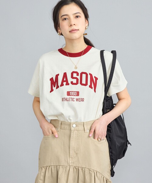 coen(コーエン)の「MASON(メイソン)別注フットボールロゴTシャツ(Tシャツ/カットソー・レディース・ネイビー/その他1/オフホワイト・M/L)」の3枚目の写真