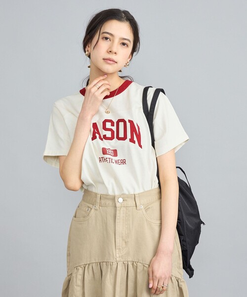 coen(コーエン)の「MASON(メイソン)別注フットボールロゴTシャツ(Tシャツ/カットソー・レディース・ネイビー/その他1/オフホワイト・M/L)」の5枚目の写真