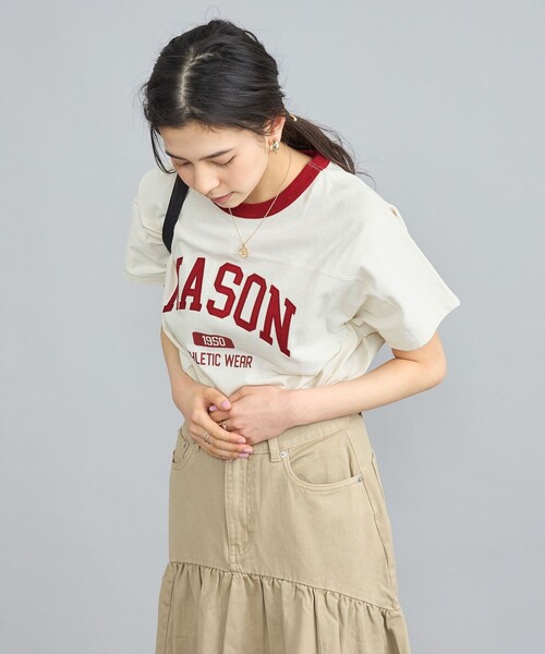 coen(コーエン)の「MASON(メイソン)別注フットボールロゴTシャツ(Tシャツ/カットソー・レディース・ネイビー/その他1/オフホワイト・M/L)」の7枚目の写真