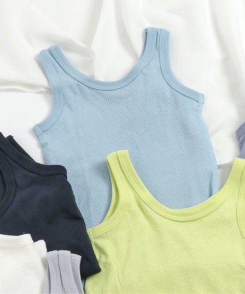 BREEZE（ブリーズ）の「【前後OK】メッシュタンクトップ（インナーウェア/肌着・キッズ・オフホワイト/グレー/ライム/サックスブルー/チャコール・120/140/100）」の5枚目の写真