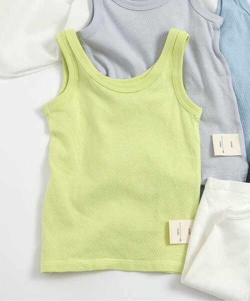 BREEZE（ブリーズ）の「【前後OK】メッシュタンクトップ（インナーウェア/肌着・キッズ・オフホワイト/グレー/ライム/サックスブルー/チャコール・120/140/100）」の4枚目の写真