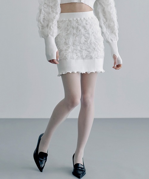 SORIN（ソリン　）の「Motif Jacquard Mini Skirt（スカート・レディース・チャコールグレー/ホワイト/ライム・38）」の4枚目の写真