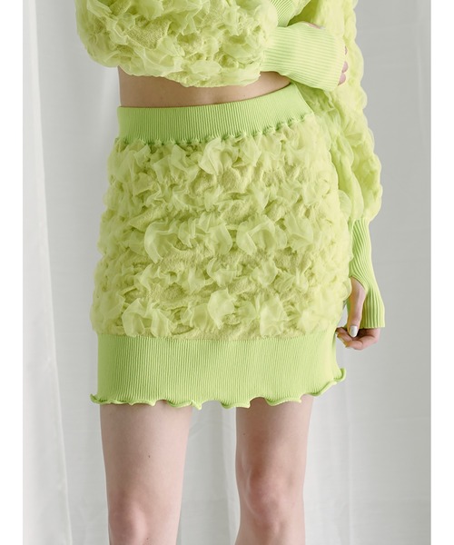 SORIN（ソリン　）の「Motif Jacquard Mini Skirt（スカート・レディース・チャコールグレー/ホワイト/ライム・38）」の8枚目の写真