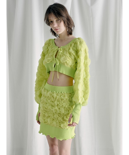 SORIN（ソリン　）の「Motif Jacquard Mini Skirt（スカート・レディース・チャコールグレー/ホワイト/ライム・38）」の11枚目の写真