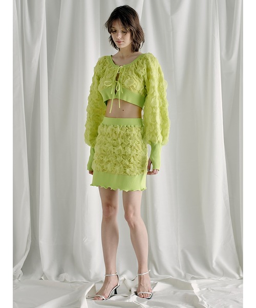 SORIN（ソリン　）の「Motif Jacquard Mini Skirt（スカート・レディース・チャコールグレー/ホワイト/ライム・38）」の13枚目の写真