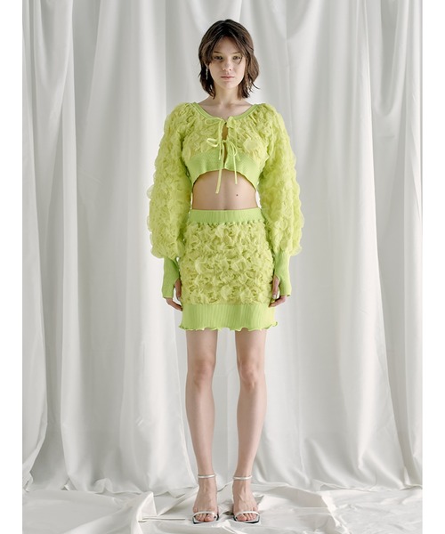 SORIN（ソリン　）の「Motif Jacquard Mini Skirt（スカート・レディース・チャコールグレー/ホワイト/ライム・38）」の14枚目の写真