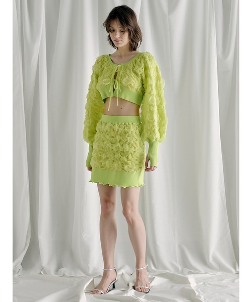 SORIN（ソリン　）の「Motif Jacquard Mini Skirt（スカート・レディース・チャコールグレー/ホワイト/ライム・38）」の15枚目の写真