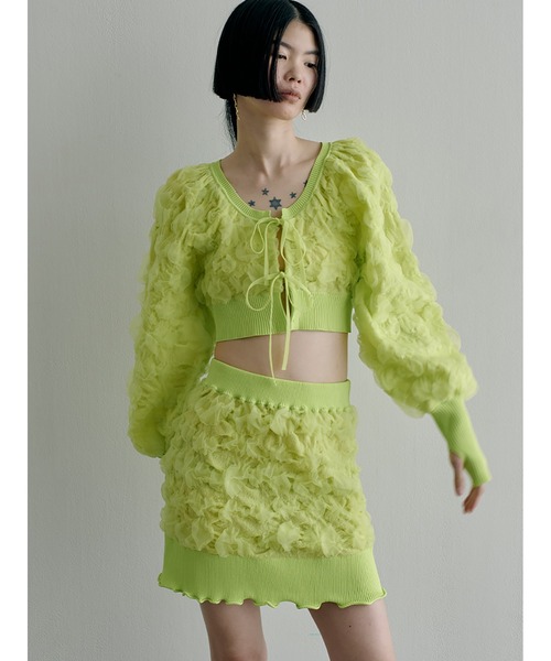 SORIN（ソリン　）の「Motif Jacquard Mini Skirt（スカート・レディース・チャコールグレー/ホワイト/ライム・38）」の17枚目の写真