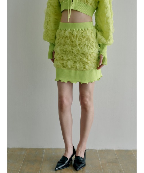 SORIN（ソリン　）の「Motif Jacquard Mini Skirt（スカート・レディース・チャコールグレー/ホワイト/ライム・38）」の22枚目の写真