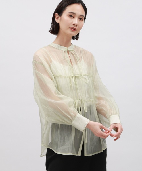 LAKOLE（ラコレ）の「2WAYオ－ガンジーブラウス / 111281（シャツ/ブラウス・レディース・ブラック/パープル/サンドグレー/グリーン・MEDIUM/SMALL）」の18枚目の写真