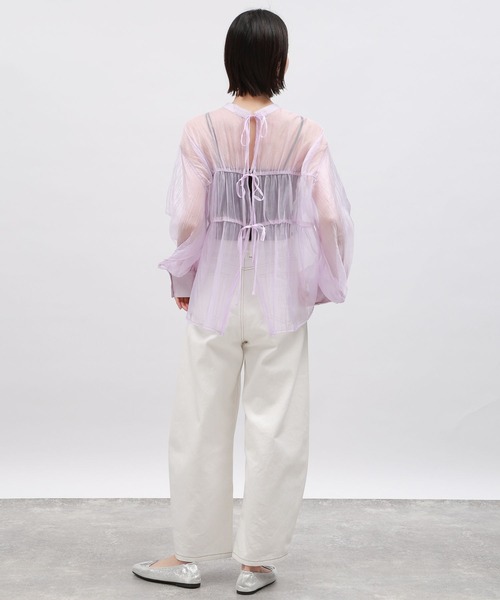 LAKOLE（ラコレ）の「2WAYオ－ガンジーブラウス / 111281（シャツ/ブラウス・レディース・ブラック/パープル/サンドグレー/グリーン・MEDIUM/SMALL）」の22枚目の写真