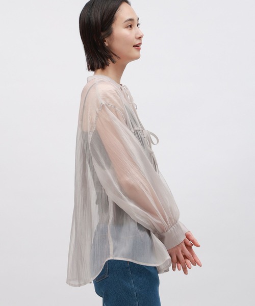 LAKOLE（ラコレ）の「2WAYオ－ガンジーブラウス / 111281（シャツ/ブラウス・レディース・ブラック/パープル/サンドグレー/グリーン・MEDIUM/SMALL）」の12枚目の写真