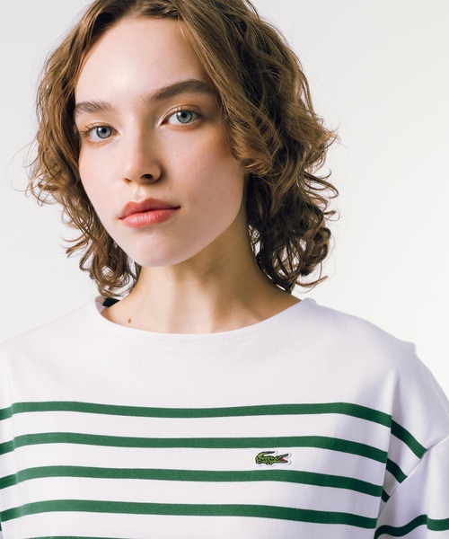 LACOSTE(ラコステ)の「シルケット加工 パネルボーダーバスクシャツ(Tシャツ/カットソー・レディース・ピンク/グリーン/ネイビー・38/40/36/34)」の10枚目の写真