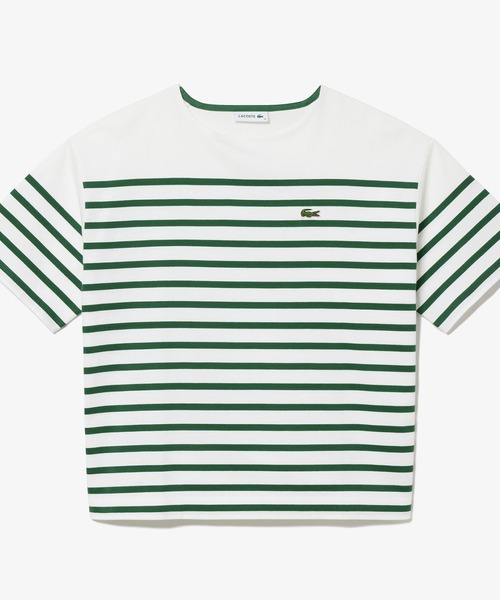 LACOSTE(ラコステ)の「シルケット加工 パネルボーダーバスクシャツ(Tシャツ/カットソー・レディース・ピンク/グリーン/ネイビー・38/40/36/34)」の6枚目の写真