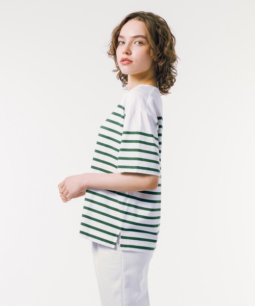 LACOSTE(ラコステ)の「シルケット加工 パネルボーダーバスクシャツ(Tシャツ/カットソー・レディース・ピンク/グリーン/ネイビー・38/40/36/34)」の9枚目の写真