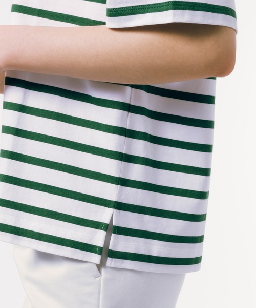 LACOSTE(ラコステ)の「シルケット加工 パネルボーダーバスクシャツ(Tシャツ/カットソー・レディース・ピンク/グリーン/ネイビー・38/40/36/34)」の8枚目の写真