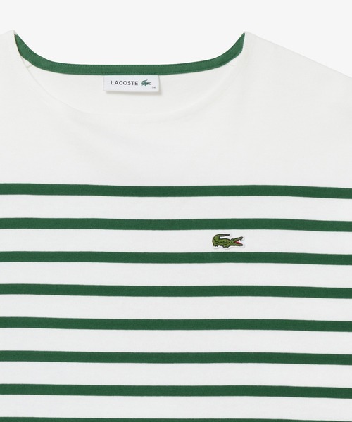 LACOSTE(ラコステ)の「シルケット加工 パネルボーダーバスクシャツ(Tシャツ/カットソー・レディース・ピンク/グリーン/ネイビー・38/40/36/34)」の4枚目の写真