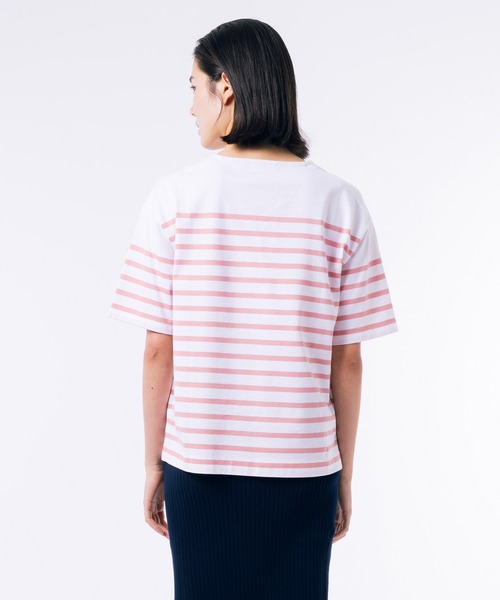 LACOSTE(ラコステ)の「シルケット加工 パネルボーダーバスクシャツ(Tシャツ/カットソー・レディース・ピンク/グリーン/ネイビー・38/40/36/34)」の19枚目の写真