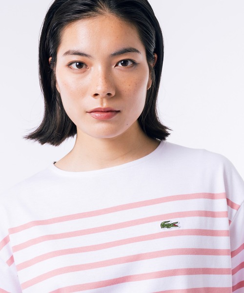 LACOSTE(ラコステ)の「シルケット加工 パネルボーダーバスクシャツ(Tシャツ/カットソー・レディース・ピンク/グリーン/ネイビー・38/40/36/34)」の18枚目の写真