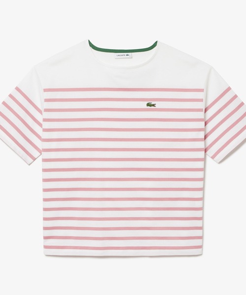 LACOSTE(ラコステ)の「シルケット加工 パネルボーダーバスクシャツ(Tシャツ/カットソー・レディース・ピンク/グリーン/ネイビー・38/40/36/34)」の15枚目の写真