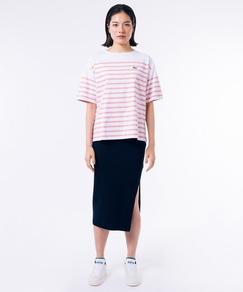 LACOSTE(ラコステ)の「シルケット加工 パネルボーダーバスクシャツ(Tシャツ/カットソー・レディース・ピンク/グリーン/ネイビー・38/40/36/34)」の16枚目の写真