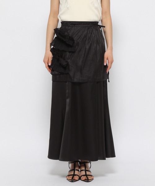 mysty woman(ミスティウーマン)の「フリルラップsetマーメイド 120995(スカート・レディース・アイボリー/ブラック・FREE)」の10枚目の写真