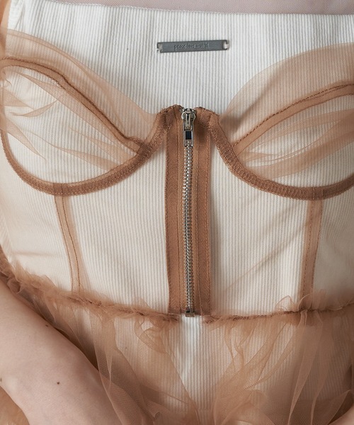 RAY CASSIN（レイカズン）の「【WEB限定/新色追加/調整可】チュールキャミワンピース（ワンピース・レディース・ベージュ/ブルー/ブラック/ホワイト/カーキ/グレー・FREE）」の14枚目の写真