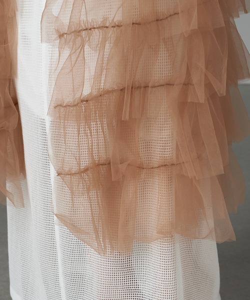 RAY CASSIN（レイカズン）の「【WEB限定/新色追加/調整可】チュールキャミワンピース（ワンピース・レディース・ベージュ/ブルー/ブラック/ホワイト/カーキ/グレー・FREE）」の16枚目の写真